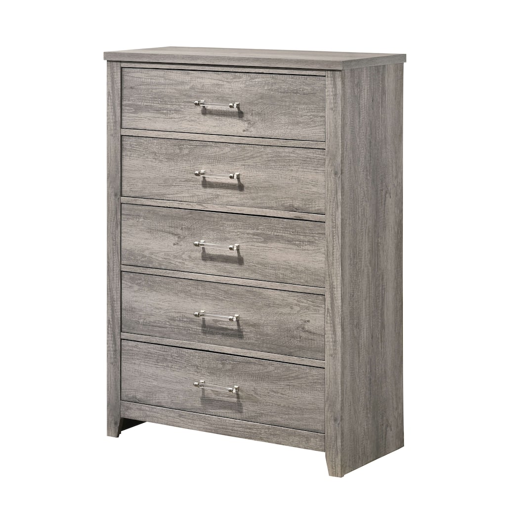 Contemporary Stylish Light Gray Chestwith 5 Spacious Drawers
