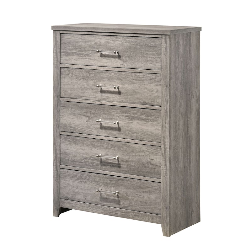 Contemporary Stylish Light Gray Chestwith 5 Spacious Drawers - Grey - 5-drawer
