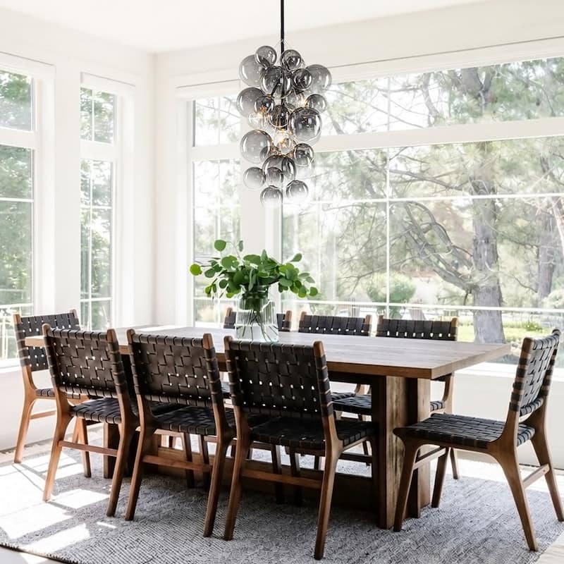 Creative 3-Light Cluster Clear Glass Bubble Chandelier For Dining Room - 15.7 in