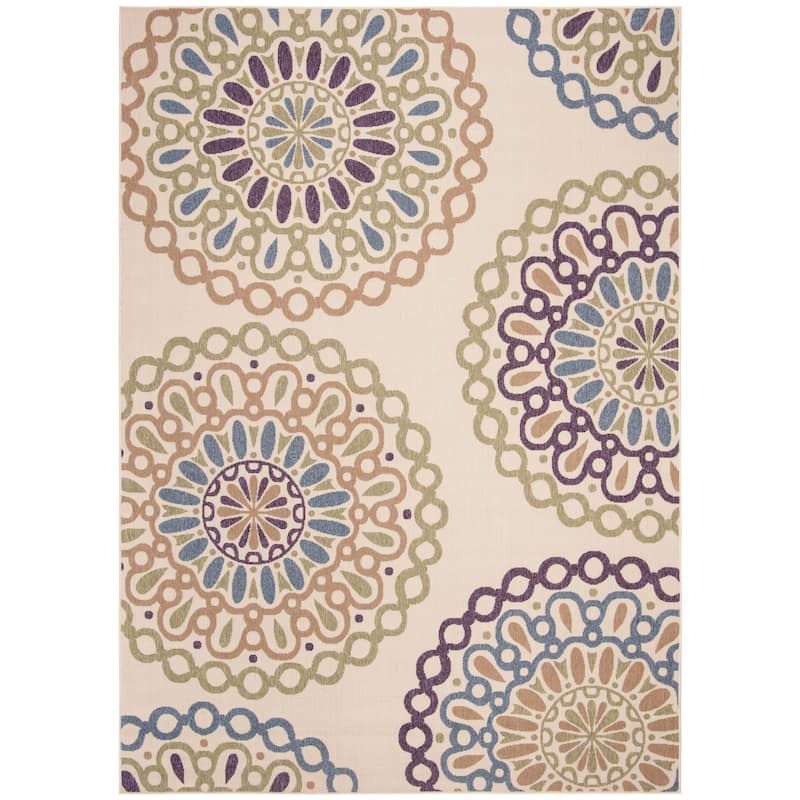 SAFAVIEH Veranda Elsi Geometric Medallion Indoor/Outdoor Area Rug - 8' x 10' - Cream/Green
