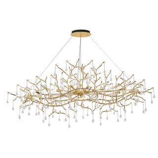 55" Gold Aluminum Chandelier With Clear Glass