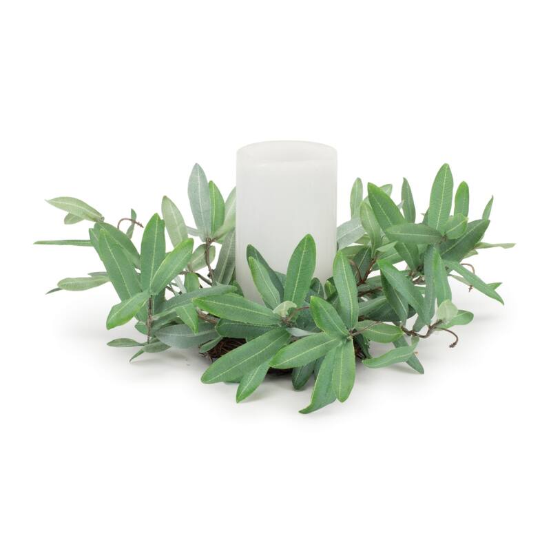 Olive Leaf Artificial Candle Ring - 14.5"