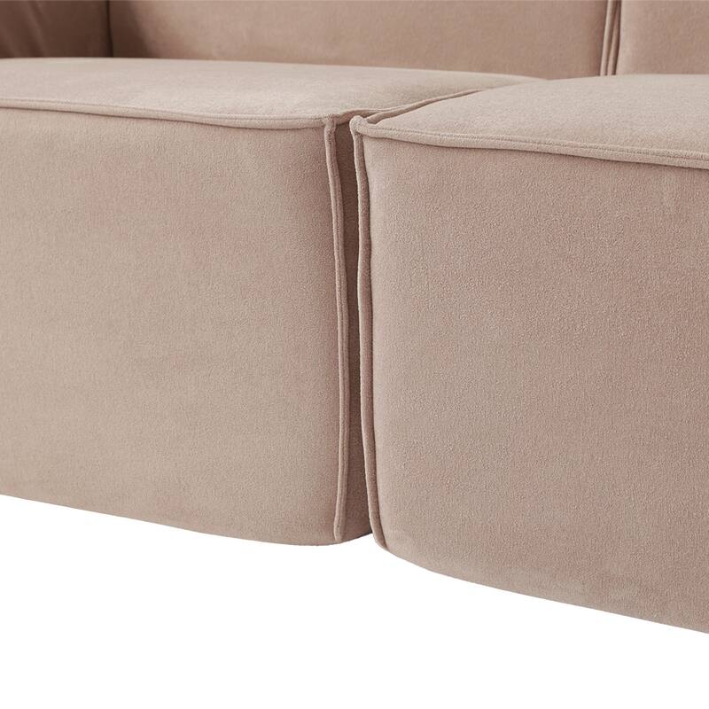 5-Seat L-Shape Modular Sectional Corduroy Sofa Multiple Cushions