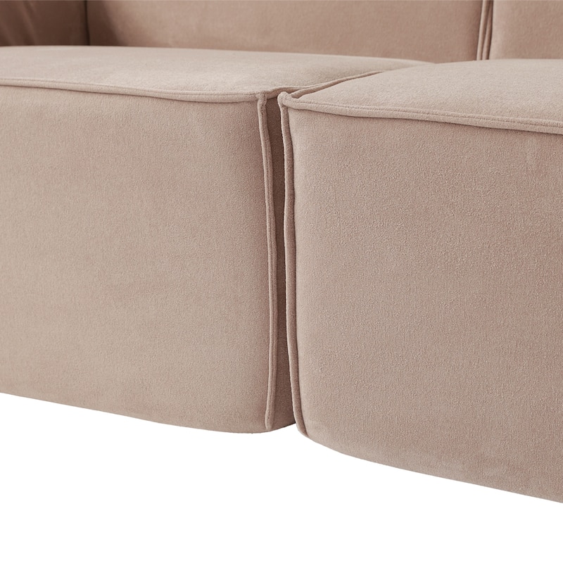 L-Shaped Cloud Sectional Couch, 118" Huge Plus Modular Corduroy Couches with Reversible Chaise Ottoman
