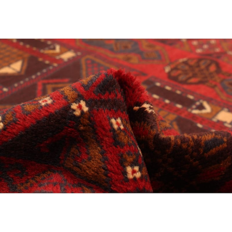 ECARPETGALLERY Hand-knotted Baluch Red Wool Rug - 3'3 x 6'4