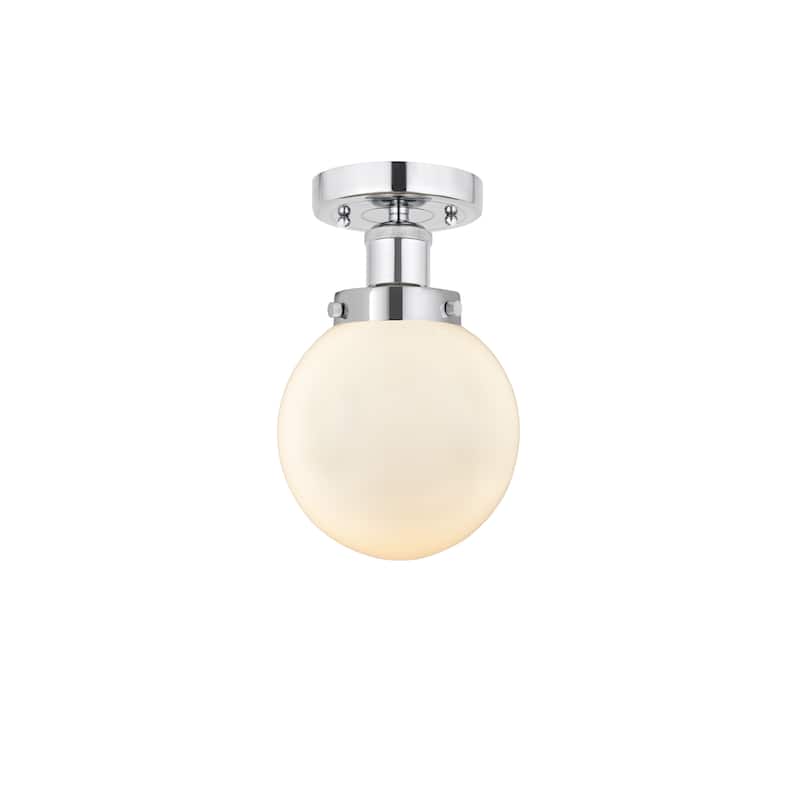 Innovations Lighting Beacon - 1 Light 6" Semi-Flush Mount - Polished Chrome/Matte White