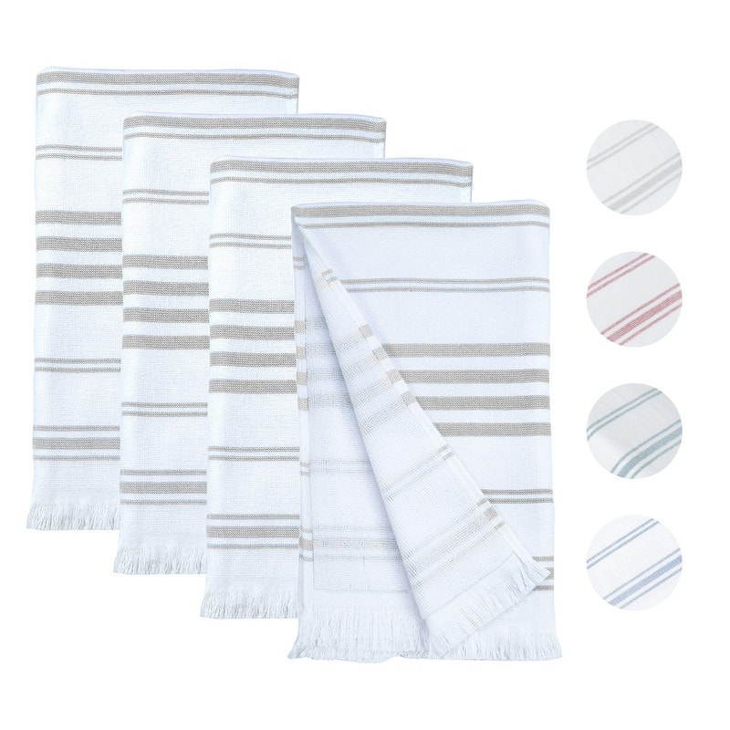 Hammam Hand Towels for Kitchen 16X28 Inch by Ample Decor - 4 Piece - Grey