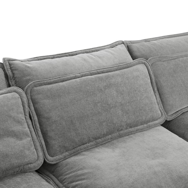 124.4" Polyester U-Shaped Modular Sleeper Sofa with Storage & Double-Layer Cushions