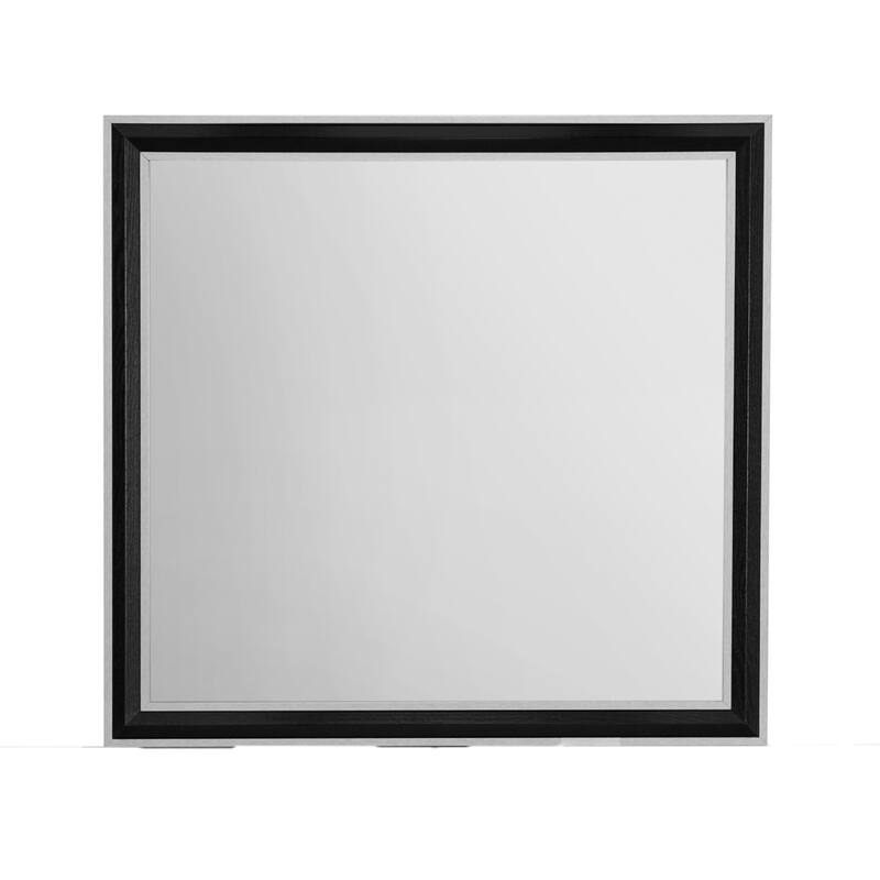 HomeRoots 39" Black And Gray Wood Dresser Mount Framed Mirror - 40.98 in. x 39.02 in. x 0.75 in.