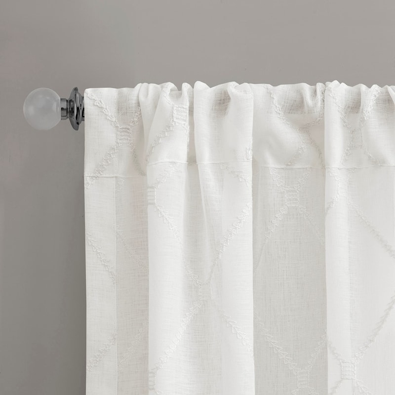 Diamond Sheer Window Curtain Panel(Only 1 Pc Panel) - White