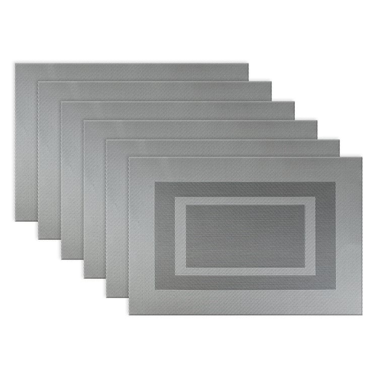 Design Imports Silver Doubleframe Kitchen Placemat Set (Set of 6) - Rectangle - Bordered Gray