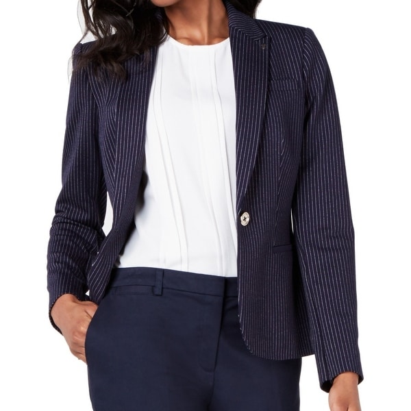 Tommy Hilfiger Women's Blazer Navy Blue Size 4 Pinstripe Single Button. Opens flyout.