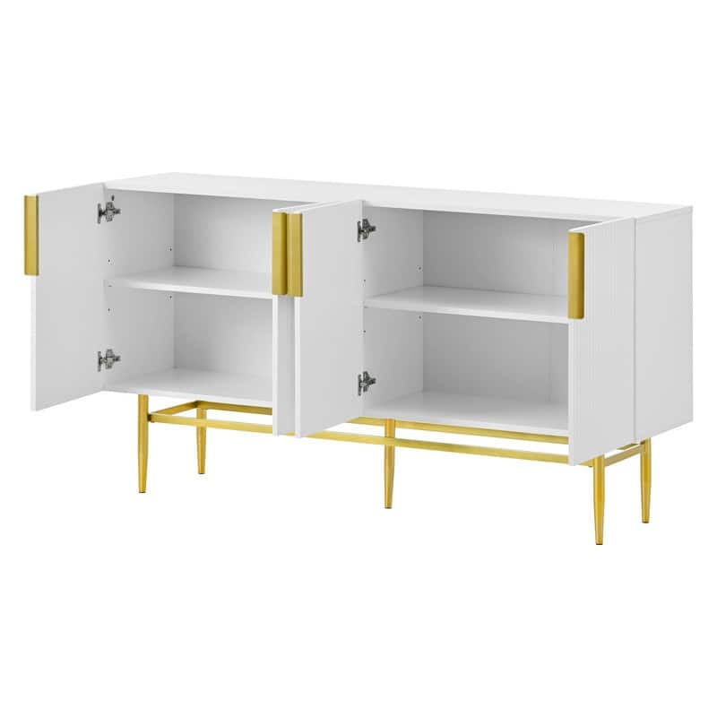 Modern Accent Cabinet with 4 Doors and Adjustable Shelves, Sideboard Buffet Storage Cabinet for Living Room, Entryway