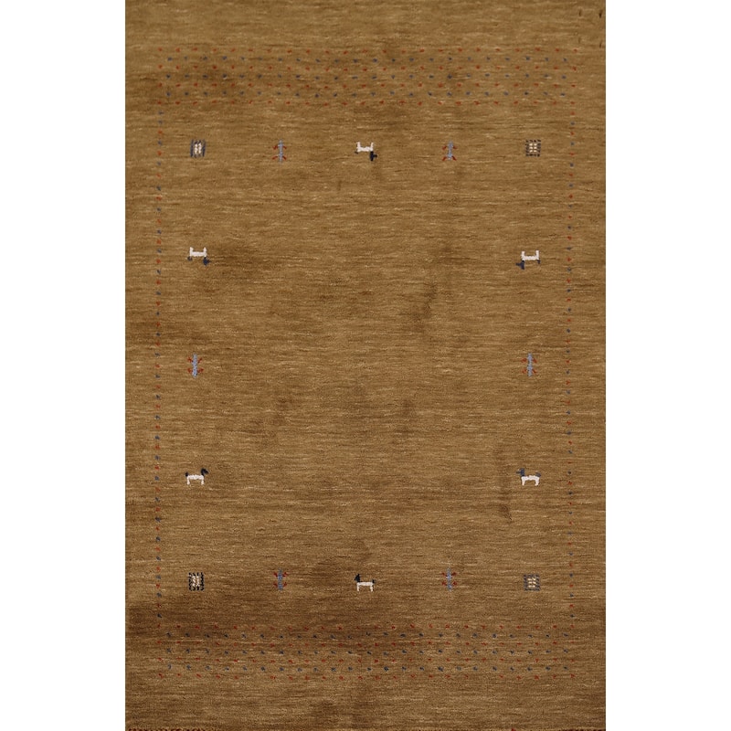 Little Animals Design Gabbeh Accent Rug Hand-Knotted Wool Carpet - 3'11"x 5'10"
