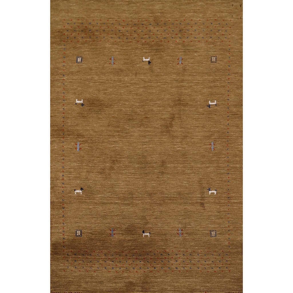 Little Animals Design Gabbeh Accent Rug Hand-Knotted Wool Carpet - 3'11"x 5'10"