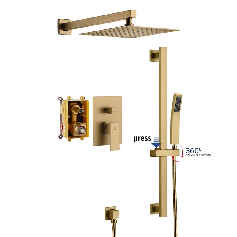 2 Function 10-inch Wall Mounted Dual Shower Heads Shower System With Sliding Rod Shower Hand