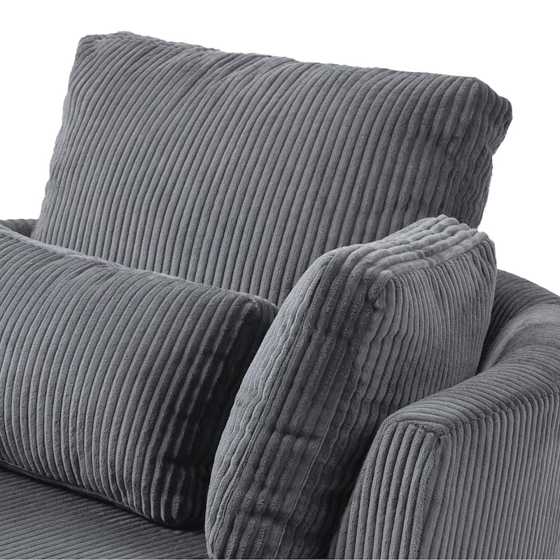 Indoor Corduroy Swivel Chair with Pillows