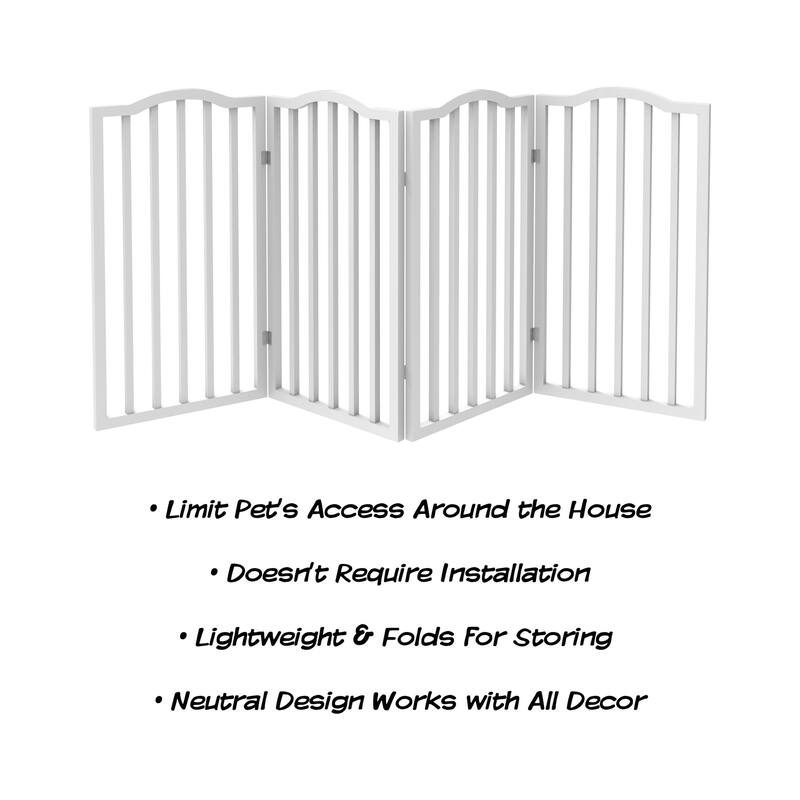 4-Panel Tall Indoor Foldable Dog Gate - 72x32-Inch Wood Freestanding Pet Fence