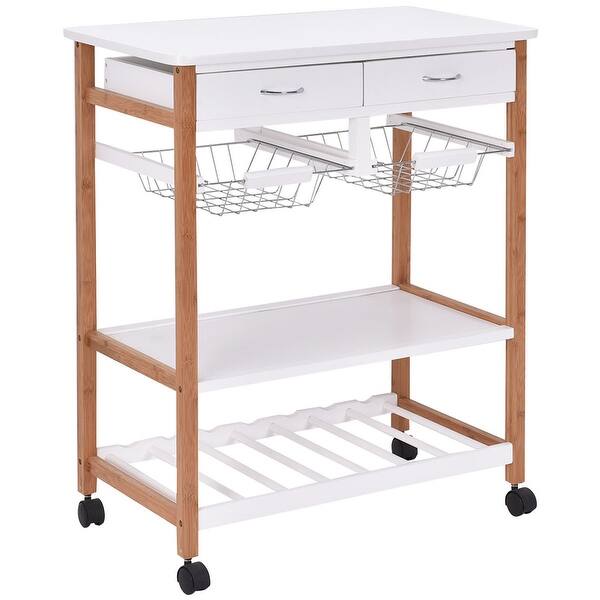 Shop Costway Rolling Wood Kitchen Trolley Cart Island Storage