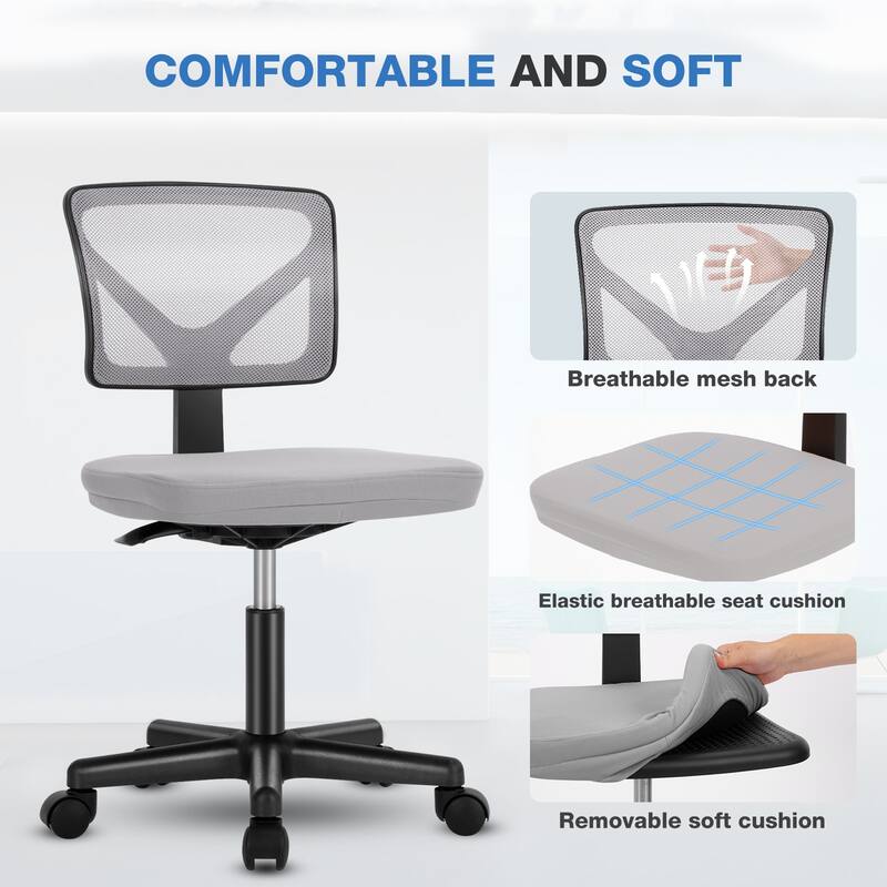 Compact Low Back Swivel Task Chair with Adjustable Height & Wheels