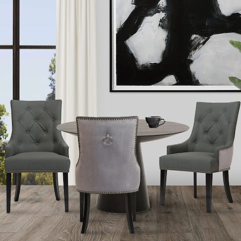 Chic Home Gilbert PU Leather and Velvet Dining Chair (Set of 2)