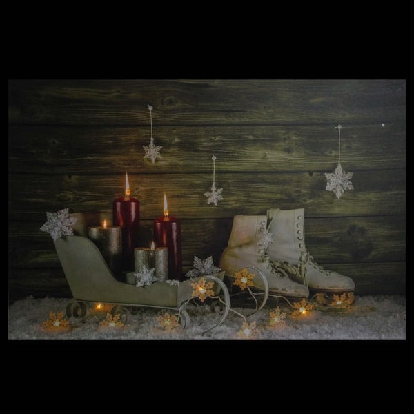 Shop Large Led Lighted Candles Ice Skates And Sleigh Christmas