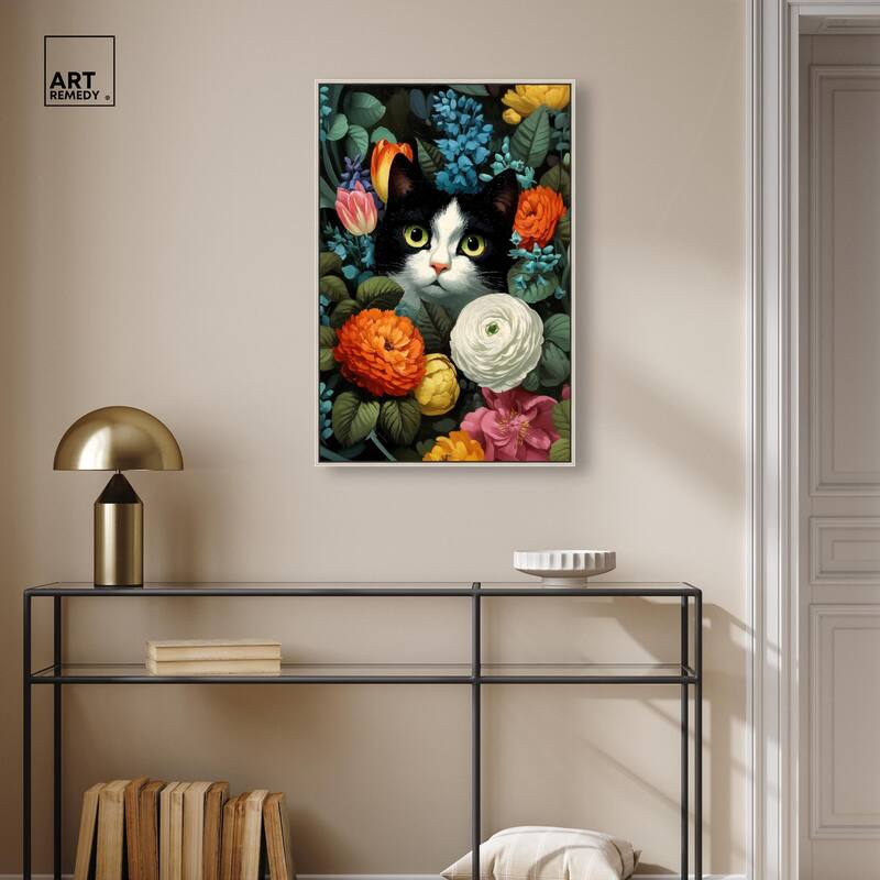 Secret Garden Cat Canvas by Art Remedy