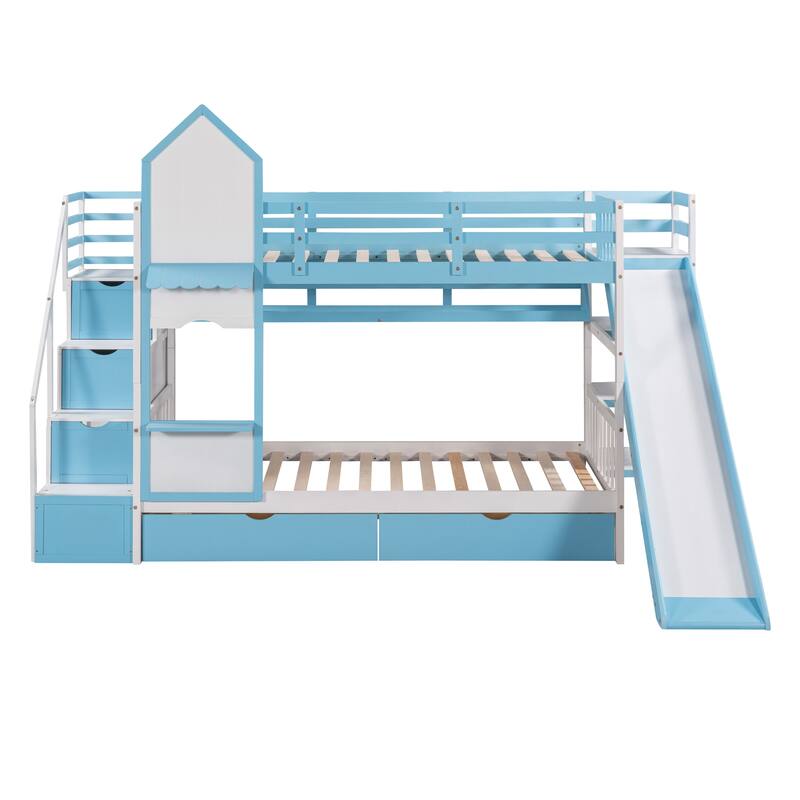 Twin-Over-Twin Castle Style Bunk Bed