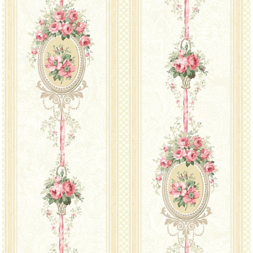 Seabrook Designs Yvette Cameo Stripe Unpasted Wallpaper