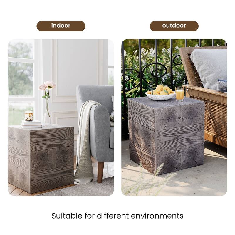 POLESITTER 14'' Outdoor Side Table,Concrete Accent Table Home Decor