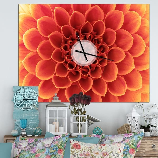 slide 2 of 6, Designart 'Brown Flower with Dense Petals' Oversized Modern Wall CLock 40 in. wide x 30 in. high