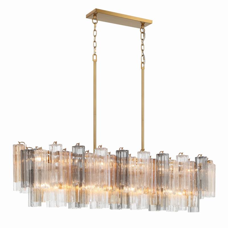 Addis 14 Light Aged Brass Chandelier - 51.75"W x 14.25"H x 14"D