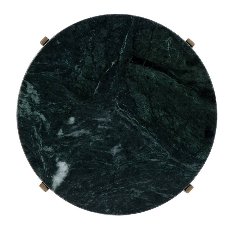 HomeRoots 21" Green and Gold Marble and Iron Drink Size Round End Table - 8.50 in. x 21.00 in. x 8.50 in.