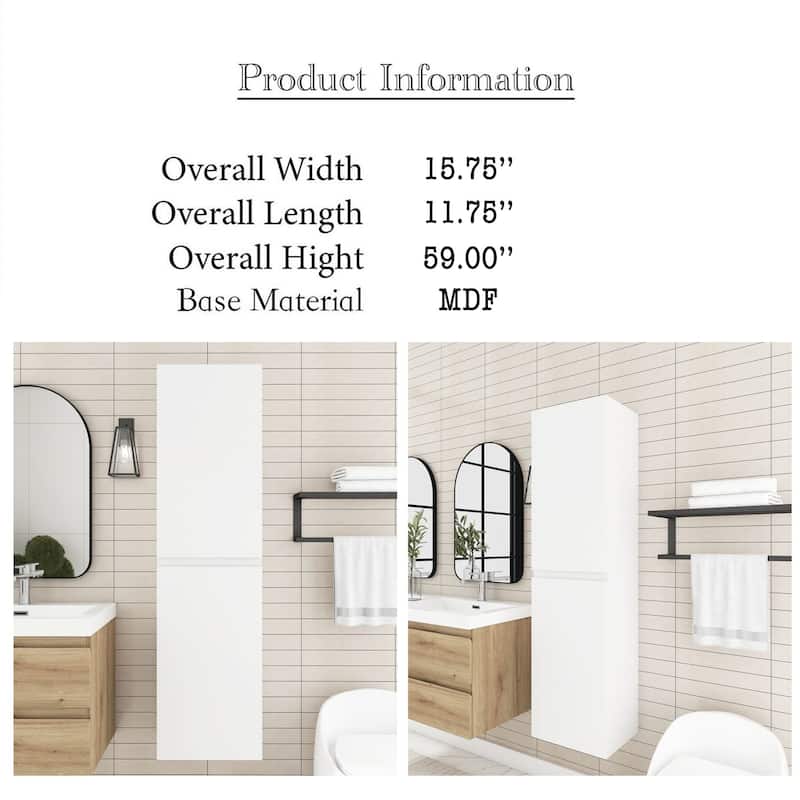 60" Tall MDF 2-door Accent Cabinet with Interior Shelves - 15.75'' x 59''