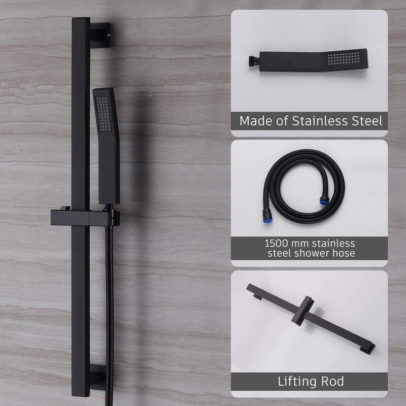 2 Function 10- Wall Mounted Dual Shower Heads Shower System With Sliding Rod Shower Hand