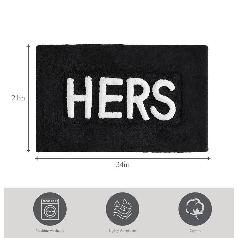 Jean Pierre Novelty Cotton Bath Rug - 21"x34" - "His" & "Hers"