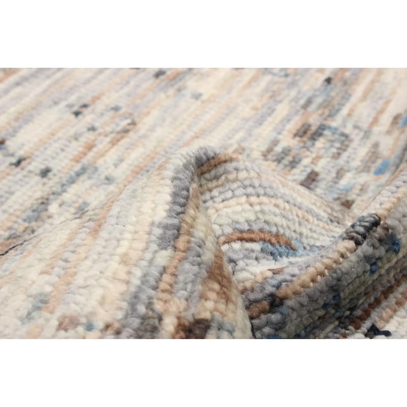 ECARPETGALLERY Hand-knotted Mystique Light Grey Wool Rug - 2'6 x 10'0