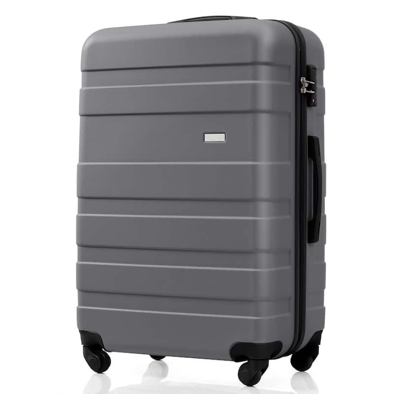 3-Piece, 20, 24, 28-Inch Modern Hard Shell Luggage with TSA Lock and Spinner Wheels, for Boarding Travel, Gray