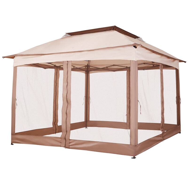 Outsunny 11' x 11' Pop Up Gazebo Canopy with 2-Tier Soft Top, and Removable Zipper Netting, Event Tent with Storage Bag