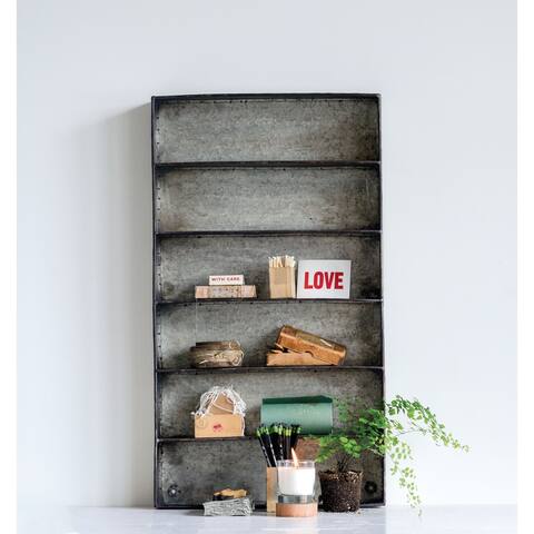 Distressed Grey Metal 6 Tier Wall Shelf