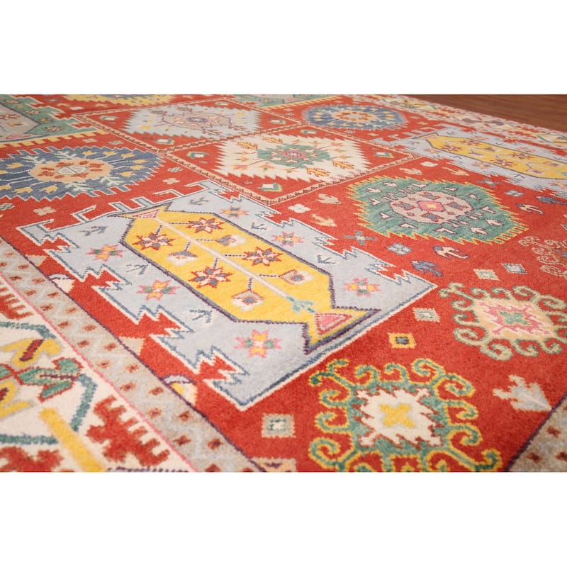 Heriz Serapi Indian Area Rug Handmade Geometric Wool Carpet - 8'10" x 11'9"