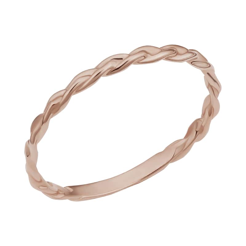 14k Yellow, White or Rose Gold Braided Band Ring for Women (1.6 millimeters)