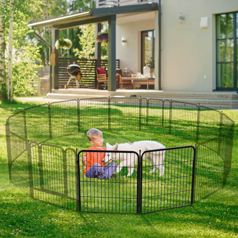 GARPROVM 2 Panels 32" Height Dog Playpen Heavy Duty Pet Fence Indoor Outdoor - 2 Panels 32" H - 2 Panels 32" H