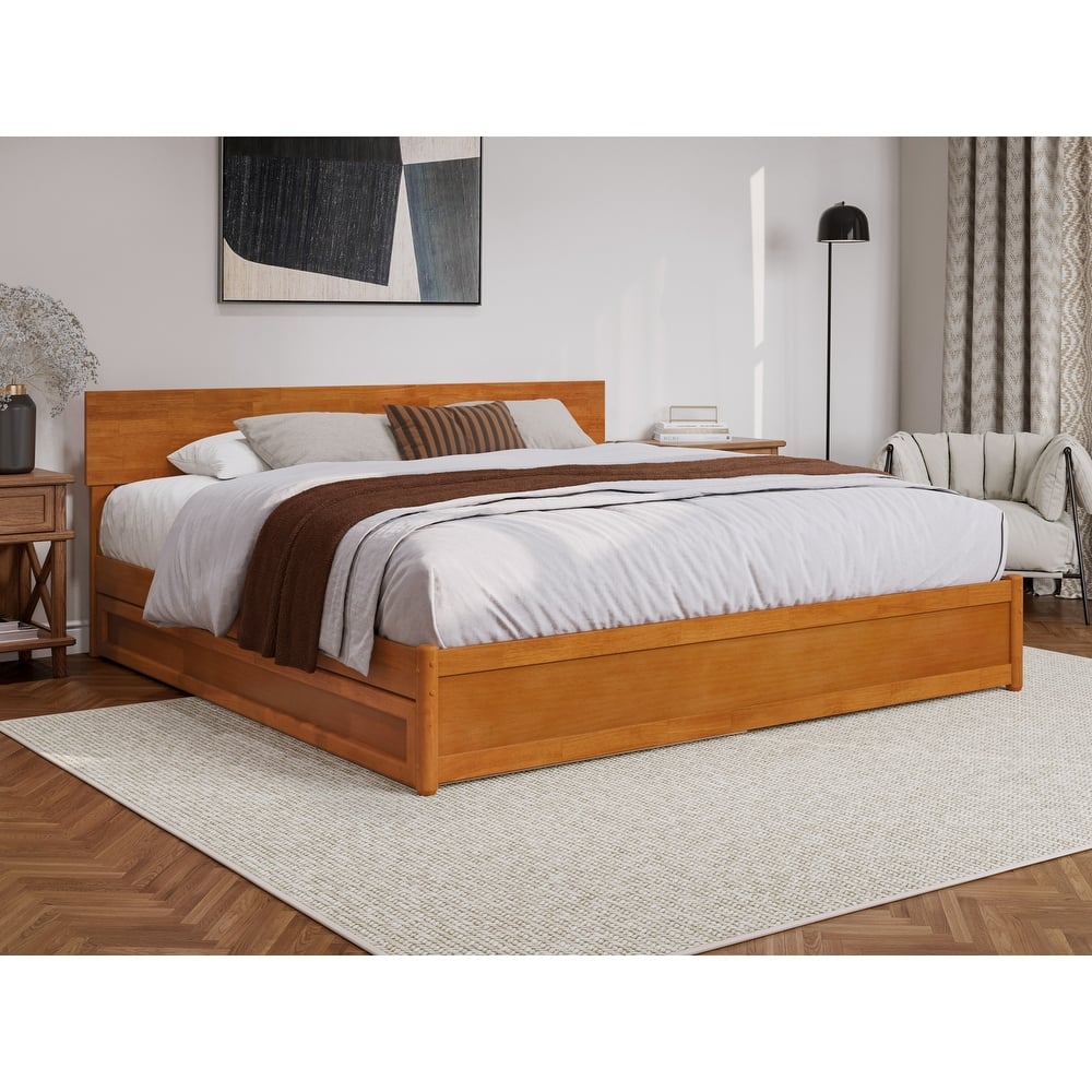 Wesley Platform Bed with Panel Footboard and Twin XL Trundle