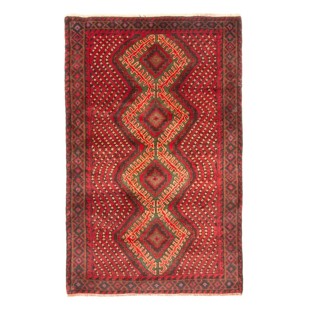 ECARPETGALLERY Hand-knotted Teimani Red Wool Rug - 2'9 x 4'5