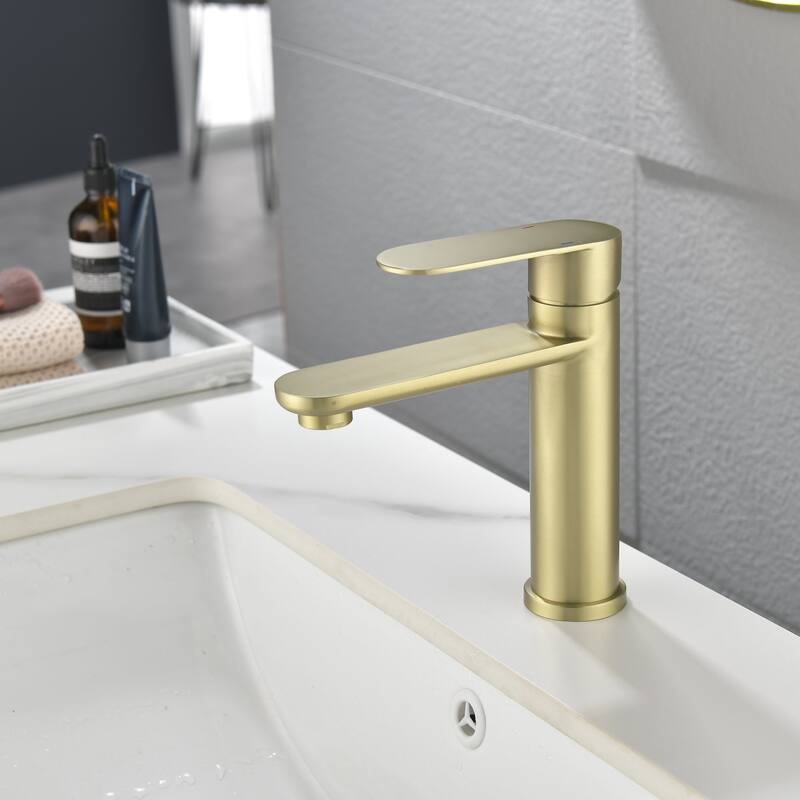 Single Handle Single Hole Bathroom Faucet - Gold