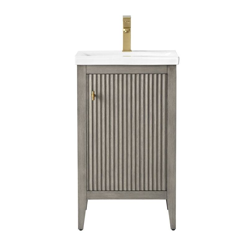 Vanity Art 20" Single Sink Bathroom Vanity Cabinet with Ceramic Top