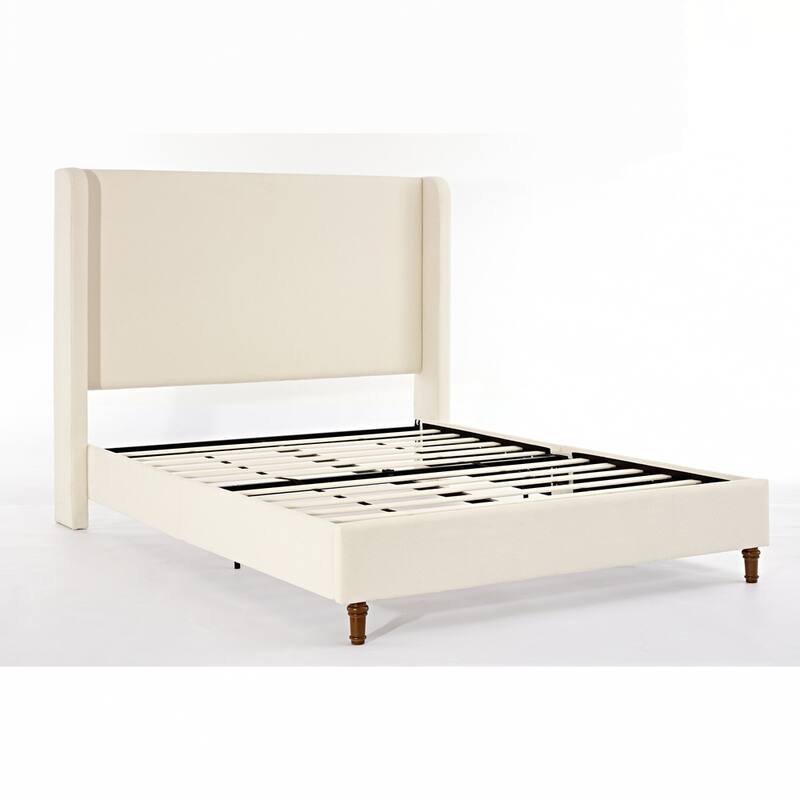 High Headboard Upholstered Platform Bed No Box Spring Needed