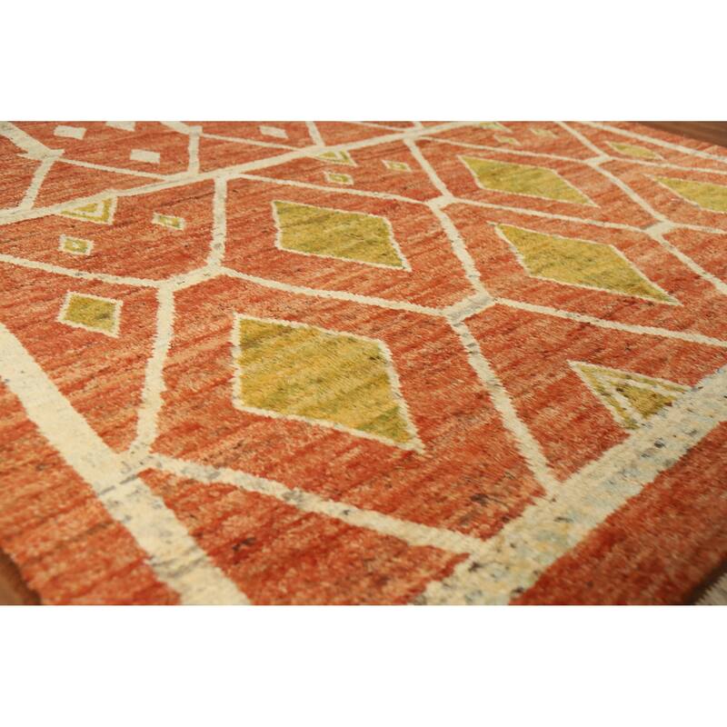 Orange Moroccan Oriental Area Rug Handmade Bedroom Wool Carpet - 6'8" x 9'11" - 6'8" x 9'11" - Orange
