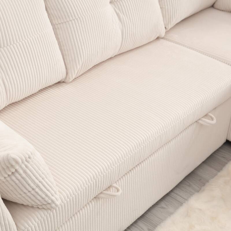 L-shaped multi-functional reversible storage Velvet combination sofa